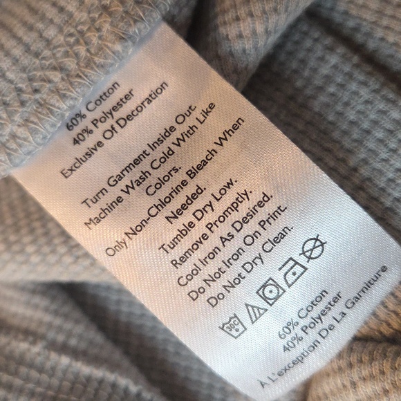 Eddie Bauer Mens Light Gray Waffle Knit Thermal Long Sleeve Henley Sz L - Picture 6 of 6